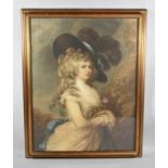 A Large Framed Print, "Portrait of Georgiana, Duchess of Devonshire" by Thomas Gainsborough, 69cm