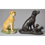 An Aynsley Mastercraft Golden Retriever and a Resin Model of Retriever with Pups