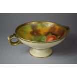 A Hand Painted Oriental Two Handled Bowl with Fruit Decoration, 19cm diameter