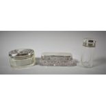 Three Silver Mounted Glass Dressing Table Pots and Boxes