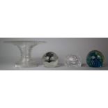 Three Glass Paperweights and a Tazza