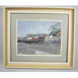 A Framed Pastel Depicting Fishing Boat in Tidal Estuary, 35cm wide