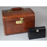 A Ladies Leather Combination Lock Travel Case and Makeup Box, 30cm Wide