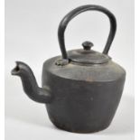 A Heavy 19th Century Cast Iron Kettle, 24cm high