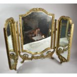 A Mid 20th Century Gilt Triple Dressing Table Mirror, Glass a Little Foxed, 63cm high