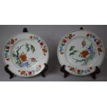 A Pair of 18th/19th Century Famille Rose Export Plates Decorated to Border with Floral Garlands