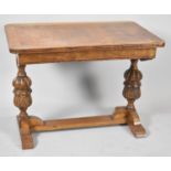 A Mid 20th Century Oak Rectangular Coffee Table with Carved Bulbous Supports, 70cm long