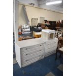 Two White Three Drawer Bedroom Chests and a Nest of Two Tables