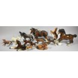 A Collection of Various Horse Ornaments to include Royal Dux Rearing Horse