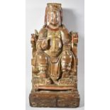 A Large Chinese, possibly 18th Century Carved Wooden Figure of Taoist Deity. Still traces of