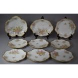 A Limoges Gilt and Floral Decorated Fruit Set to comprise Serving Bowls and Six Plates