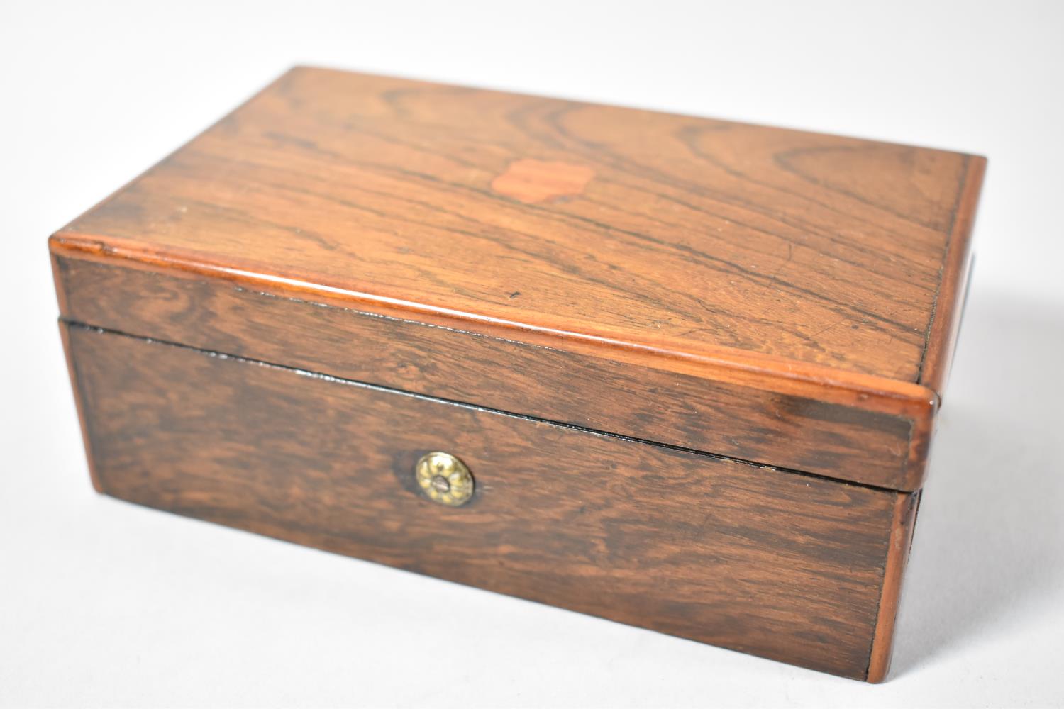 A Small French Rosewood Musical Box with 8cm Barrel Playing Six Airs entitled on Inner Paper - Image 4 of 4