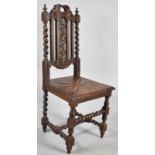 A Late 19th Century Carved and Barley Twist Hall Side Chair