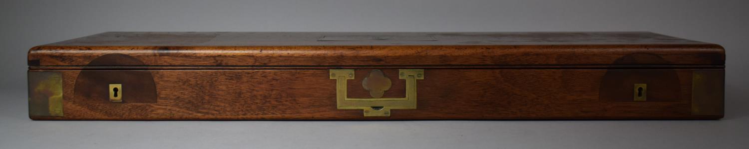 A Vintage Mahogany Shotgun Case with Armorial Inlaid Disk Depicting Lion Rampant and inscribed " - Image 6 of 6