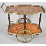 An Inlaid Italian Two Tier Drinks Trolley with Pierced Metal Gallery, 77cm Long