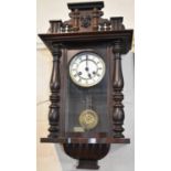 An Early 20th Century Wall Hanging Mahogany Cased Clock with 8 Day Movement, 64cm high