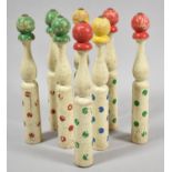 A Set of Eight Vintage Painted Child's Skittles, Each 20.5cm high