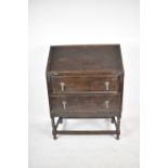 An Edwardian Fall Front Bureau with Four Drawers and Barley Twist Supports, 76cm wide
