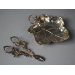 A WMF Silver Plated Vine Leaf Dish and a Pair of Silver Plated Scissors