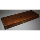 A Vintage Mahogany Shotgun Case with Armorial Inlaid Disk Depicting Lion Rampant and inscribed "