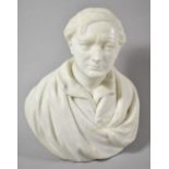 A Carved Marble Bust of an Artist, 24cm high