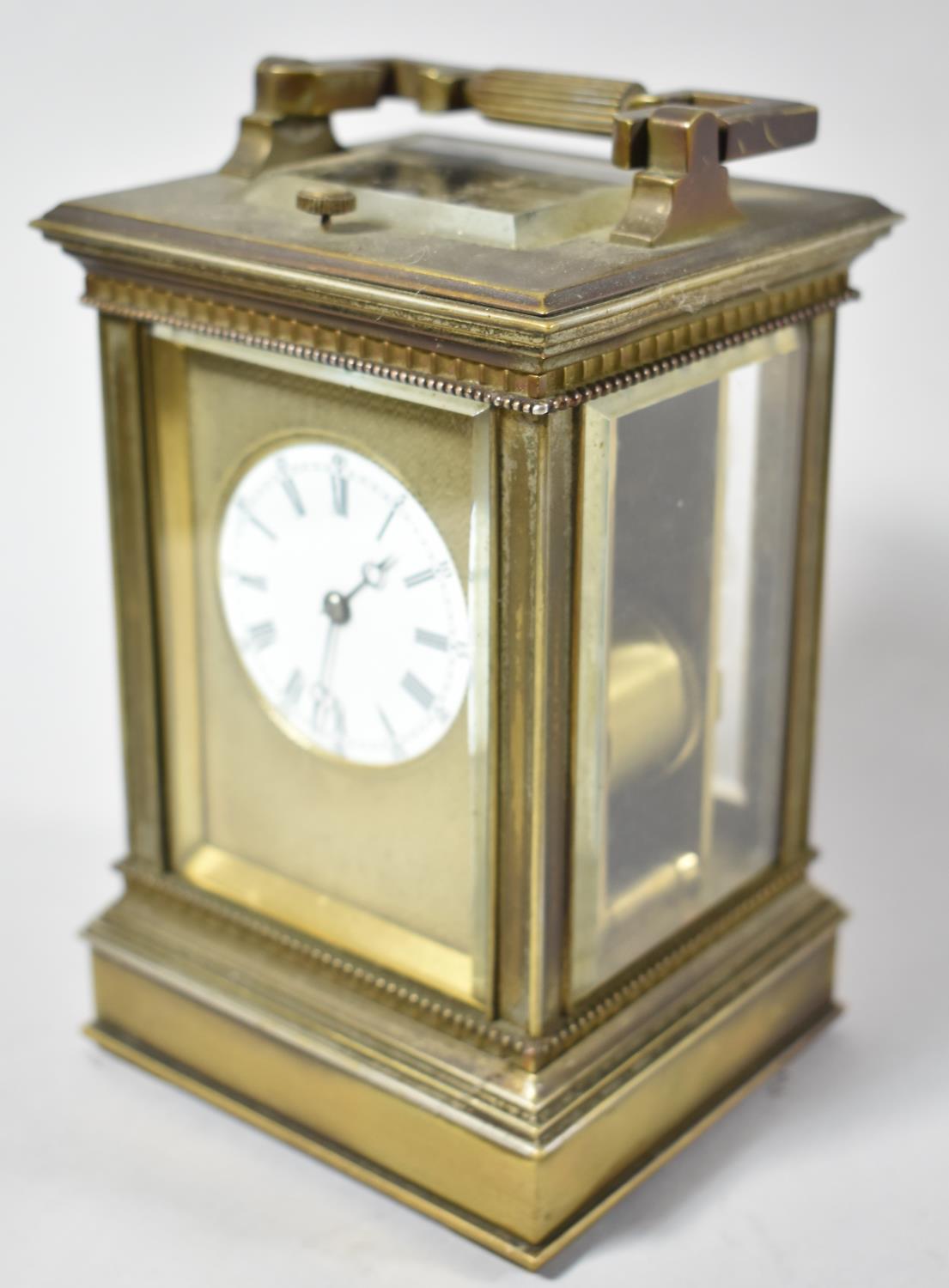 A Late 19th Century French Brass Carriage Clock with Repeater Movement, Repeater Button Working