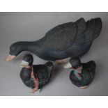 A Collection of Three Duck Ornaments, The Largest 51cm Long