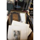 A Box Containing Various Picture and Photoframes, Coloured Engravings