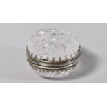 A 19th Century Chinese Silver Mounted Carved Rock Crystal Circular Box and Cover, 4.5cm Diameter