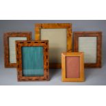 A Collection of Inlaid Burr Wood Photograph Frames etc, Largest 28cm High