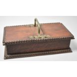 An Edwardian Oak Twin Cigarette Box with Silver Plated Carrying Handle and Gadrooned Borders, 25cm