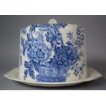 A Crown Devon Blue and White Plate with an Unrelated Cheese Cover, 18cm high