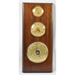 A Modern Mahogany Wall Hanging Weather Station/Clock Plaque, 45cm high