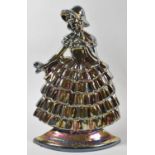 A Vintage Cast Metal Iridescent Enamelled Fire Companion Stand in the Form of a Crinoline Lady, 38cm