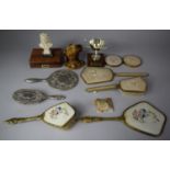 A Collection of Sundries to Include Silver Plated Trophy, Dressing Table Brushes and Mirrors, Jaques