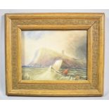 A Framed 19th Century Watercolour Depicting Fishing Barge in Stormy Sea, 21cm Wide