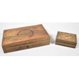 A Late 19th Century Rosewood Rectangular Box and a Small Rectangular Tunbridge Ware Box, 21cm and