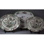 Two Graduated Indian Tree Meat Plates by Johnson Bros and a 19th Century Example Decorated with
