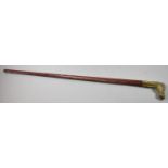 A Novelty Walking Stick with Brass Horses Head Handle, Turned Tapering Body, 93cm Long