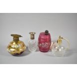 A Collection of Scent Bottles to Include to Glass Atomisers, Cranberry Barrel Shaped Example and