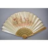 A Continental Silk Fan, Signed, 34.5cm Long
