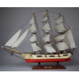 A Wooden Scale Model of a Three Masted Clipper, 60cm Long