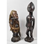 A Congo Bakongo Nail Fetish Figure and West African Baule Female Figure, 40cm High