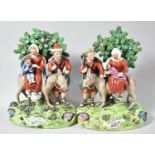 A Pair of Walton Pearlware Pottery Figures, Flight to Egypt and Return From Egypt, Modelled as the