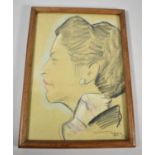 A Framed Charcoal and Chalk Character Portrait of a Lady