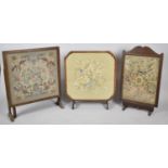 Three Mid 20th Century Wooden Framed Tapestry Screens
