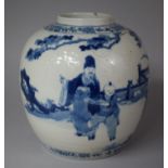 A 18th/19th Century Large Chinese Blue and White Ginger Jar Decorated with Exterior Scene