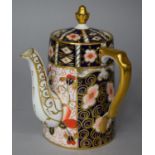 A Royal Crown Derby Imari Pattern Side Pouring Chocolate Pot, 14cm high