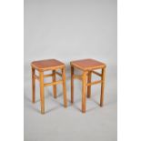 A Pair of Vintage Square Topped Stools, 53cm High