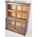 An Edwardian Oak Globe Wernicke Style Three Tier Bookcase with Hinged Glazed Doors, 88cm wide